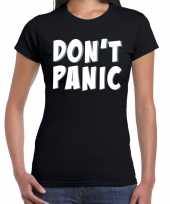 Dont panic geen paniek t-shirt coronavirus zwart dames