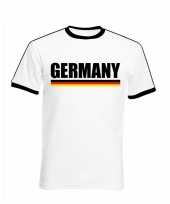 Duitse supporter ringer t-shirt wit zwarte randjes heren