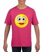 Emoticon diva t-shirt fuchsia roze kinderen