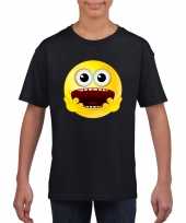 Emoticon geschrokken t-shirt zwart kinderen