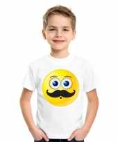 Emoticon snor t-shirt wit kinderen