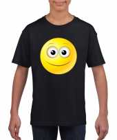 Emoticon vrolijk t-shirt zwart kinderen