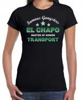 Famous gangster el chapo tekst verkleed t-shirt kostuum zwart dames