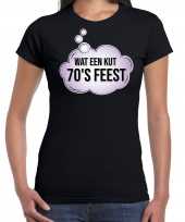 Feest-shirt 70s party t-shirt outfit zwart dames
