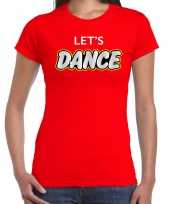 Feest-shirt lets dance disco t-shirt rood dames