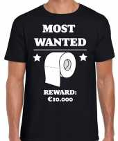 Fun t-shirt most wanted toiletpaper 10 000 euro zwart heren