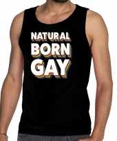 Gay pride natural born gay shirt zwart heren 10151315
