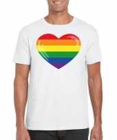 Gay pride t-shirt regenboog vlag hart wit heren