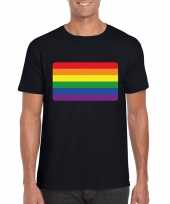 Gay pride t-shirt regenboog vlag zwart heren