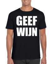 Geef wijn fun t-shirt heren zwart