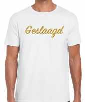 Geslaagd gouden letters fun t-shirt wit heren