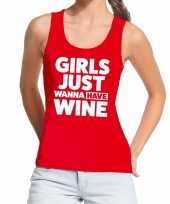 Girls just wanna have wine fun tanktop mouwloos shirt rood dames