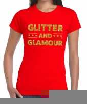 Glitter and glamour fun t-shirt rood dames