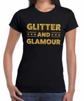 Glitter and glamour fun t-shirt zwart dames