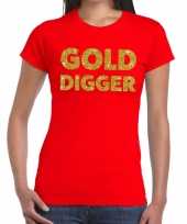 Gold digger fun t-shirt rood dames