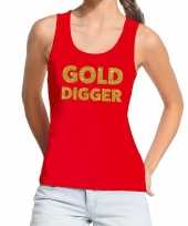 Gold digger fun tanktop mouwloos shirt rood dames