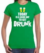 Good day to get drunk shirt fun t-shirt groen dames 10285047