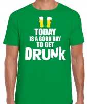 Good day to get drunk shirt fun t-shirt groen heren 10285020