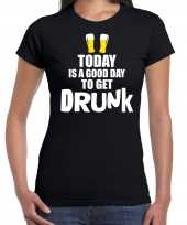 Good day to get drunk shirt fun t-shirt zwart dames