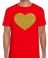 Gouden hart fun t-shirt rood heren