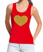 Gouden hart fun tanktop mouwloos shirt rood dames