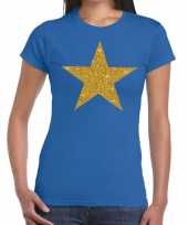 Gouden ster fun t-shirt blauw dames