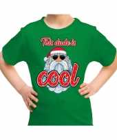 Groen t-shirt kerstkleding this dude is cool stoere santa kinderen