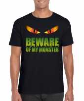 Halloween shirt zwart heren beware of my monster
