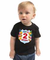 Happy birthday to me 2 jaar t-shirt shirtje 2e verjaardag emoticons zwart baby