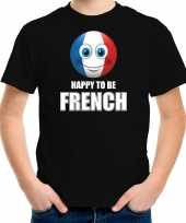 Happy to be french landen shirt zwart kinderen emoticon
