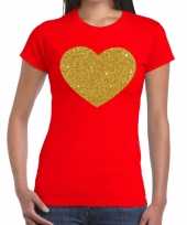 Hart goud fun t-shirt rood dames