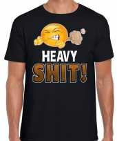 Heavy shit fun emoticon shirt heren zwart