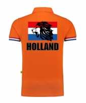 Holland fan polo t-shirt oranje luxe kwaliteit nederlandse vlag leeuw 200 grams heren