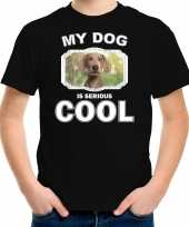 Honden liefhebber shirt weimaraner my dog is serious cool zwart kinderen