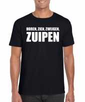 Horen zien zwijgen zuipen fun t-shirt heren zwart