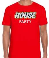 House party feest t-shirt rood heren