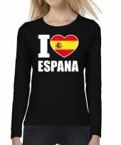 I love espana supporter shirt long sleeves zwart dames