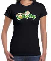 Its your lucky day feest-shirt outfit zwart dames st patricksday