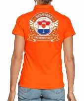 Kingsday drinking team polo t-shirt oranje kroon dames