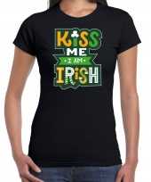 Kiss me im irish feest-shirt outfit zwart dames st patricksday