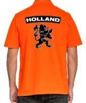 Koningsdag polo t-shirt oranje holland grote zwarte leeuw heren