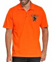 Koningsdag polo t-shirt oranje holland zwarte leeuw heren