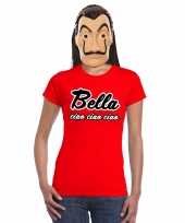 La casa papel masker inclusief rood bella ciao t-shirt dames