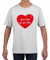 Lieve opa we love you t-shirt wit rood hartje kinderen