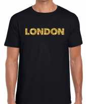 London goud letters fun t-shirt zwart heren