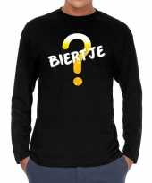 Long sleeve t-shirt zwart biertje bedrukking heren