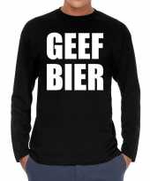 Long sleeve t-shirt zwart geef bier bedrukking heren