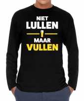 Long sleeve t-shirt zwart niet lullen maar vullen bedrukking heren