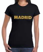 Madrid gouden letters fun t-shirt zwart dames