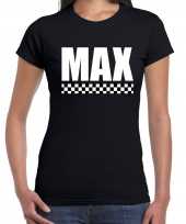 Max autocoureur autosport supporter finish vlag t-shirt zwart dames